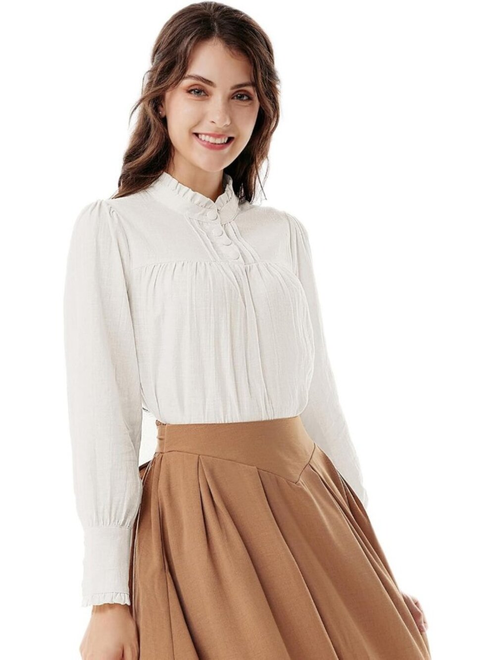 Gothic Victorian Long Sleeve Blouse for Women | Cotton Renaissance Top 2026